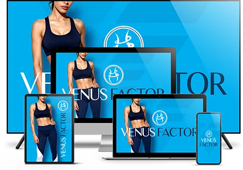 Venus Factor Body Sculpting Program bonus shown on TV, laptop, tablet and phone